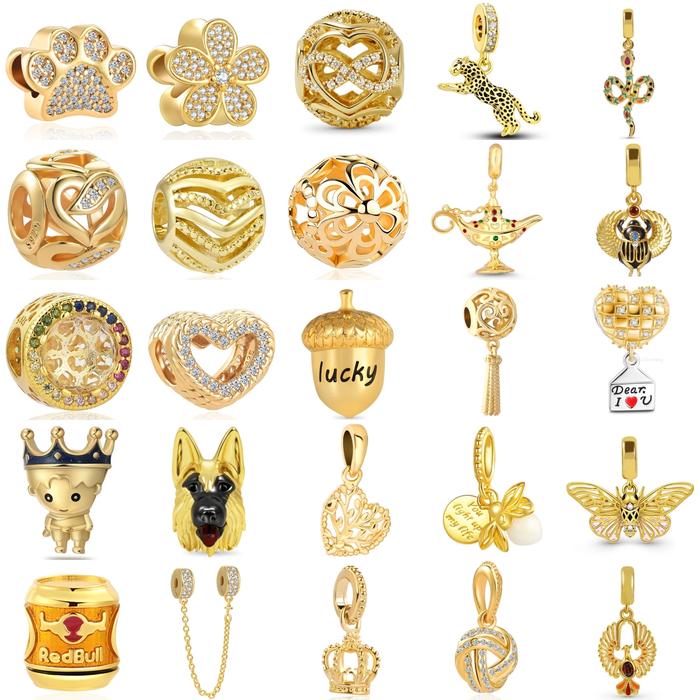 New 925 Sterling Silver Charm Fit Original Bracelet Accessories Women Jewelry Gold Series Aladdin's