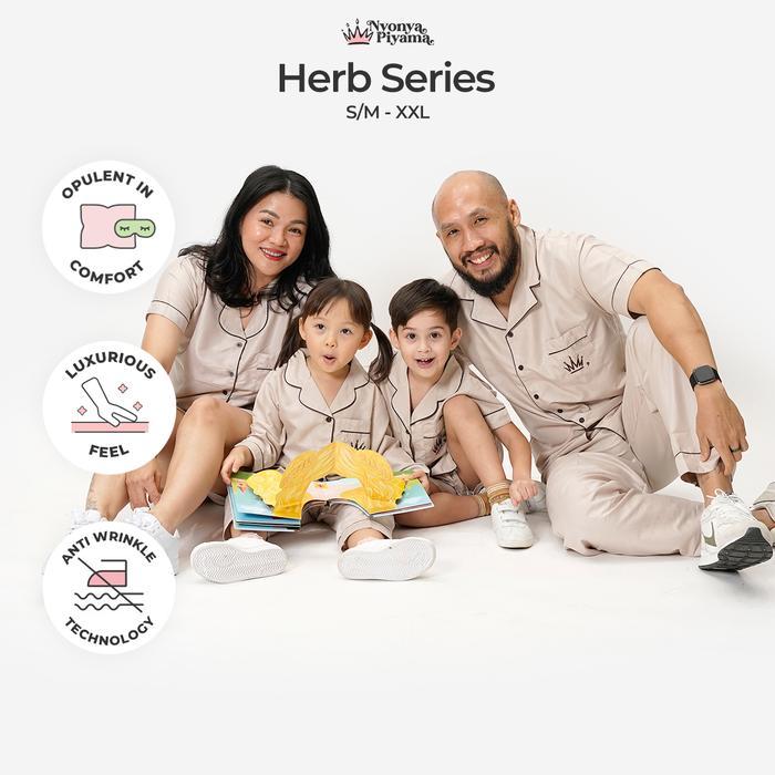 [BEST SELLER] Piyama Poly Bamboo Family Set (Fennel Herb) Baju Panjang Pendek Setelan Dress Polos Wa