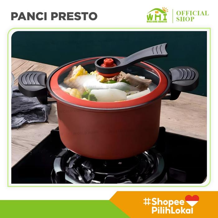 World Home Panci Presto Teflon Pressure Cooker Pot Totipotent 3.5 Liter Anti Lengket High Quality