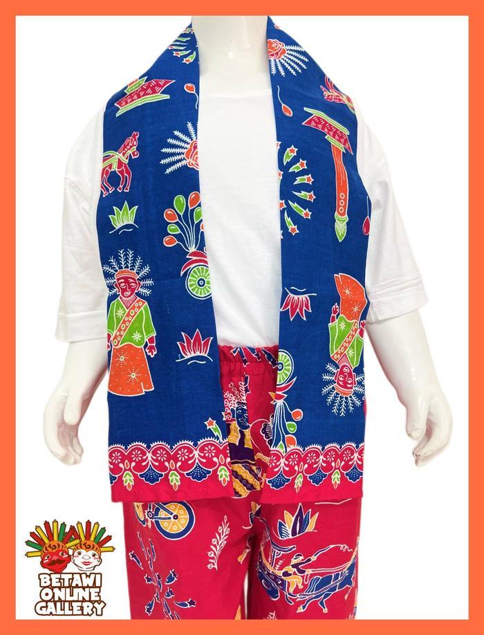 Paket Celana Boim Batik Betawi / Paket Celana + Syal Batik Betawi Ondel - Ondel II downjon shop
