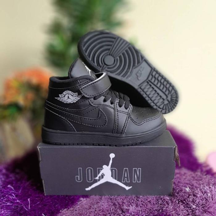 Sepatu Sneakers Anak Jordan Full Black Grade Original Premium Quality Umur 2 3 4 5 6 7 8 9 10 Tahun 