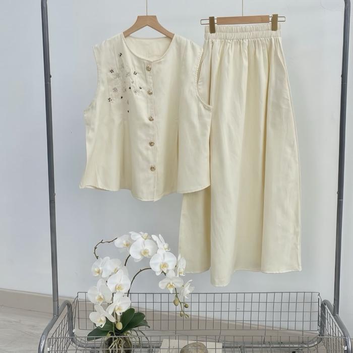 Diandra Set Vest Rok detail payet All Size