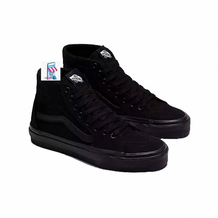 SEPATU SNEAKERS PRIA KASUAL SK8 HIGH FULL BLACK NBIB KASUAL SEPATU WANITA HITAM POLOS MOTIF SK8 TING