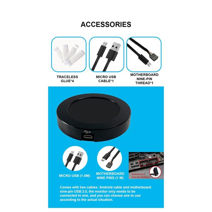 2.1 Inch Round Screen IPS Dynamic Display Temperature AIDA64 Circle