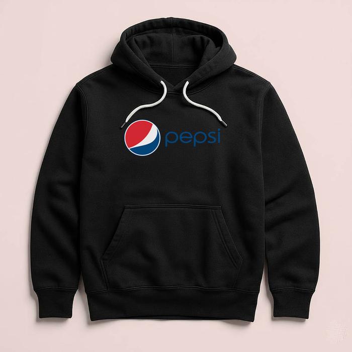 Hoodie Pepsi Cola Premium Fleece Cloth Sweater Jacket Hood Black Hitam