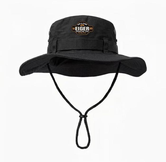 Topi Rimba Eiger Tali Hiking Hutan Camping Hat Tali Hitam Cream Coklat Hijau Dewasa Pria Wanita Tren