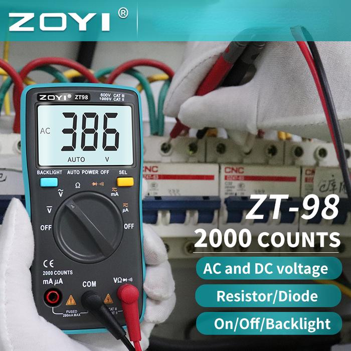 ZOYI Digital Multimeter Ammeter Voltmeter Resistance Frequency