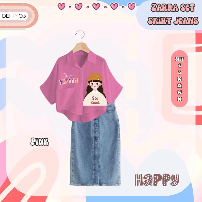Zarra Set Skirt Jeans/Jeans Anak Premium/Fashion Anak Muslim Kekinian