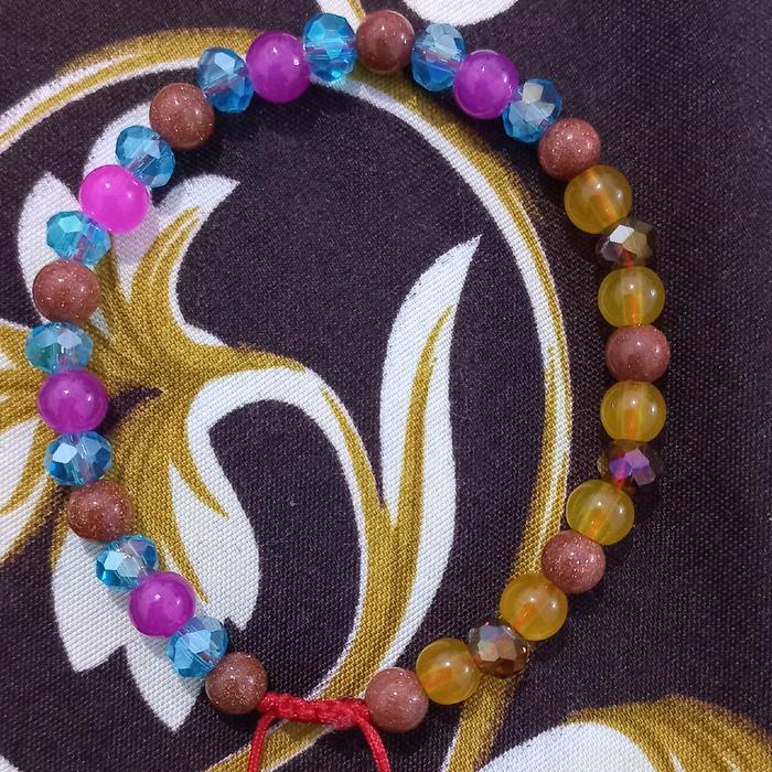 gelang batu mas kombinasi sama kristal dan monte kaca