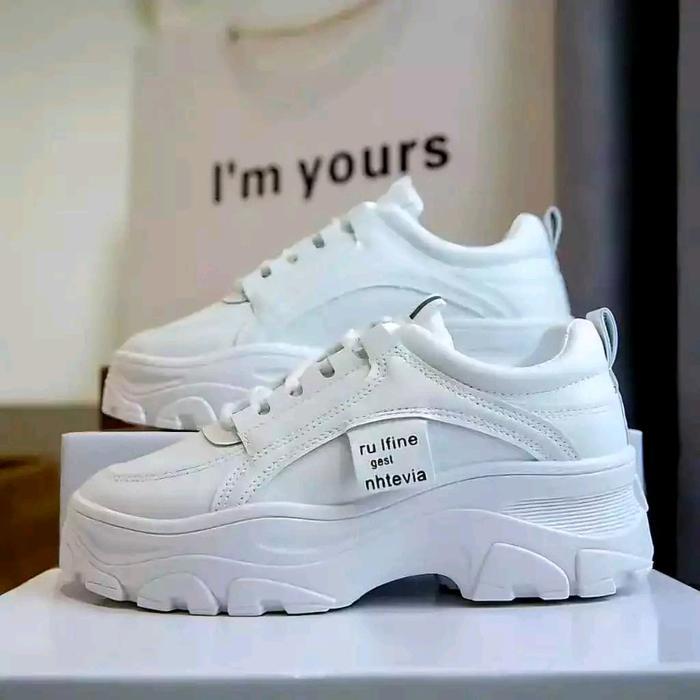 NSC sepatu sneakers wanita korea HR01 Karet Shoes Casual Kasual - Cream, 37