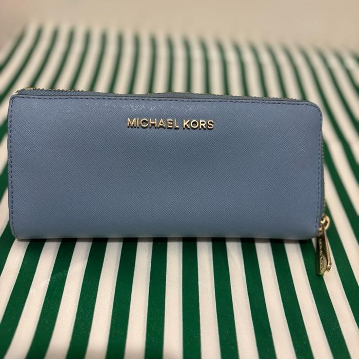 Preloved MK Jet Set LG Leather Blue
