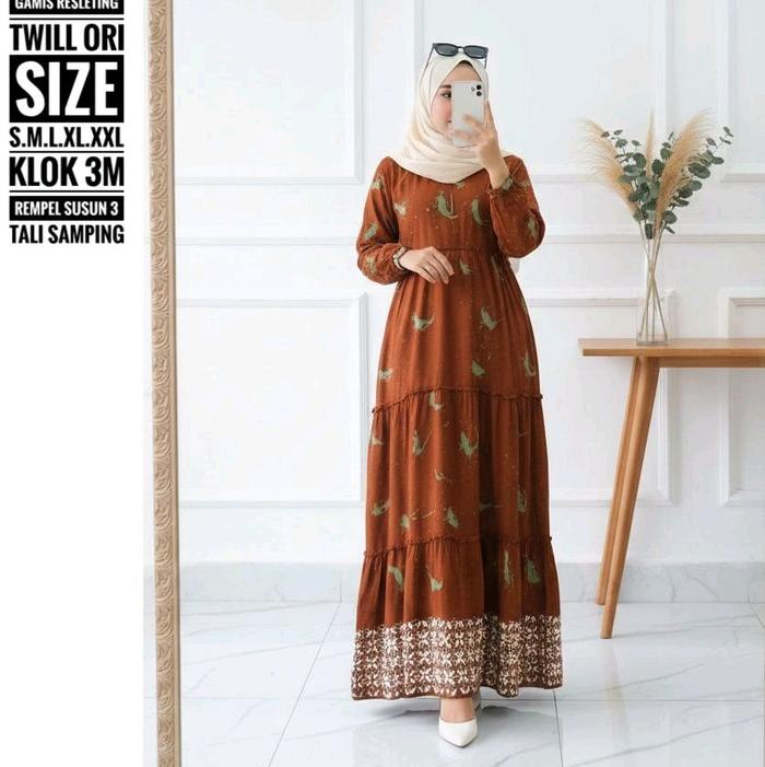 GAMIS TWILL ORI RAMPLE SUSUN COKLAT