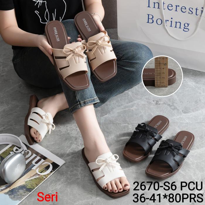 Sandal Wanita Terbaru/ Sendal Teplek Flat Karet Alina 2670 S6/Sendal Selop Jelly Kekinian
