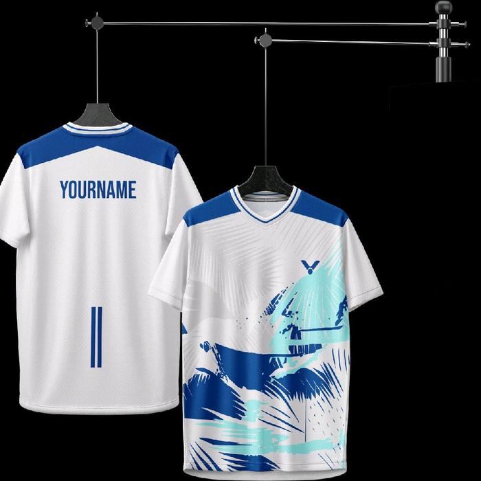 JERSEY BADMINTON FLORA BLUE FREE NAMA/LOGO/DESAIN/CUSTOM/