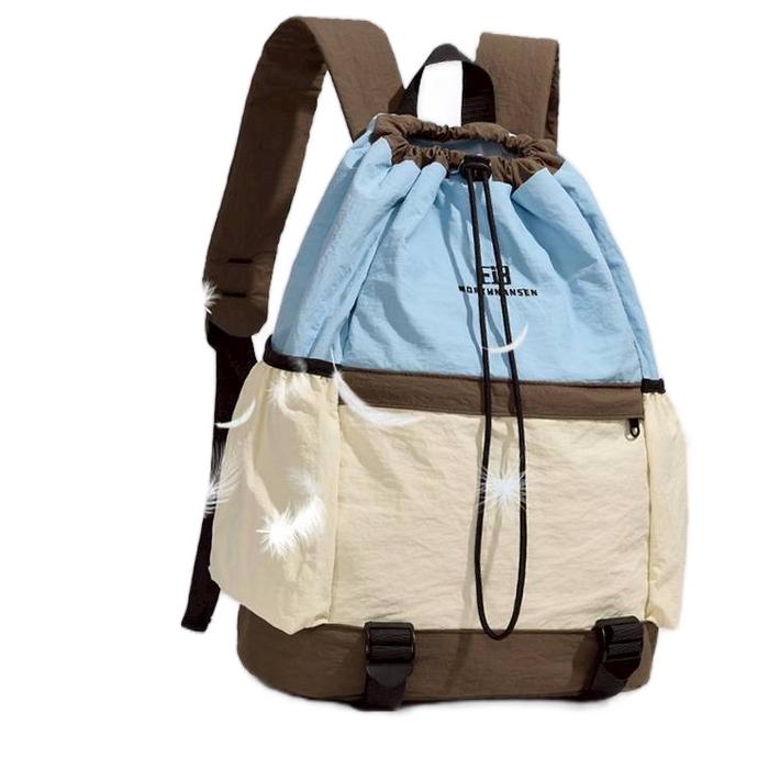 Tas Ransel wanita Pria Modis Tas Ransel kapasitas besar untuk travelling olahraga bahan parasut