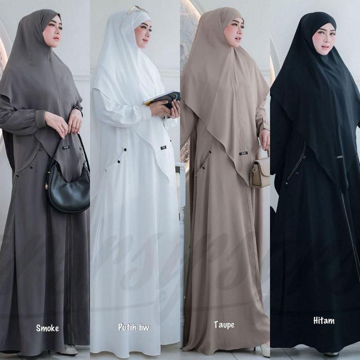 Jauhara Set Syar’I By Arsy Hijab Gamis Seragam Syari Umroh Haji Gamis Elegan