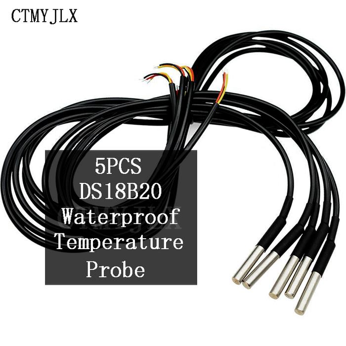 5pcs DS1820 Temperature Sensor Waterproof DS18b20 Temperature Probe