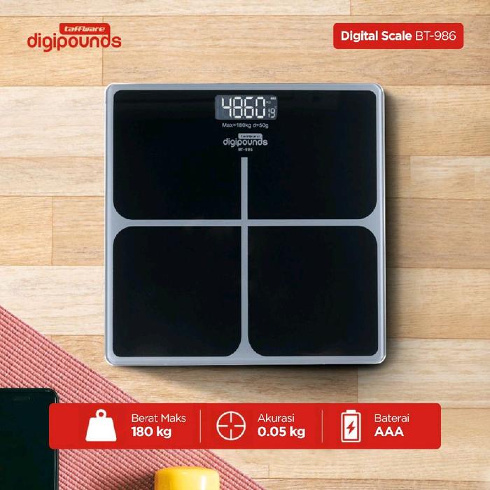 Timbangan Taffware digipounds, Timbangan Badan Digital Scale Temperature 180Kg