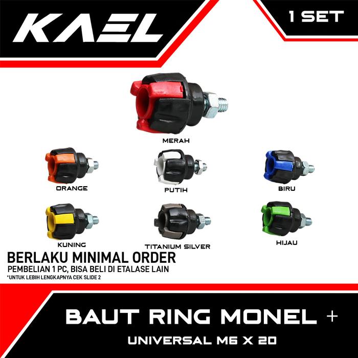 GROSIR Baut Ring Monel + Universal M6 X 20 Baud Kerucut Nomor Body Bodi Transformer Krucut Plat Pela