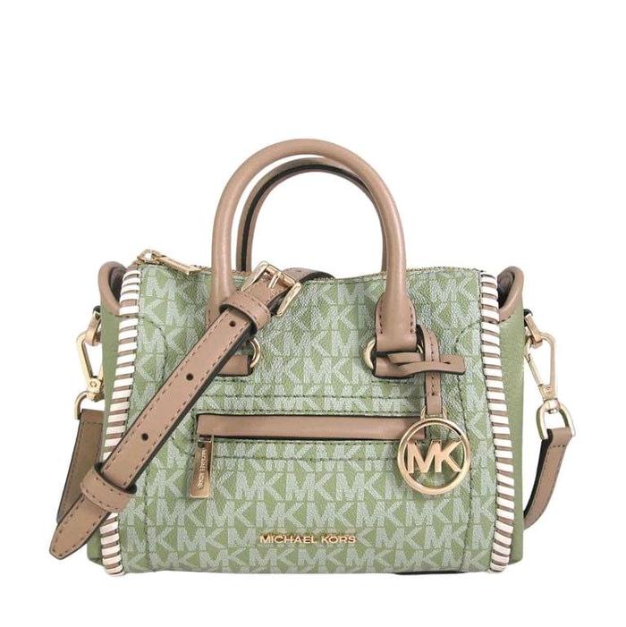 Tas MK Carine extra small whipstich satchel crossbody light sage