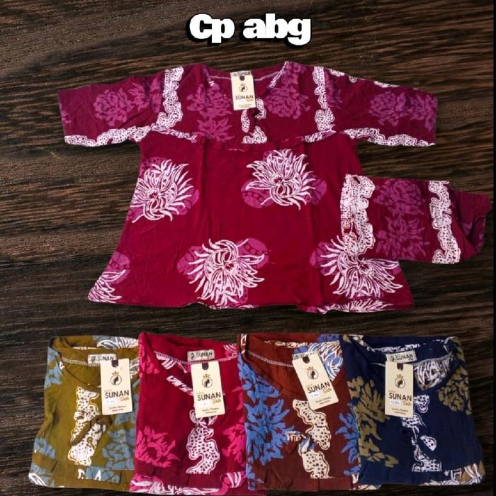 SUNAN Baju Anak Perempuan Cp abg Motif Bunga Warna Merah Marun dengan Lengan Panjang dan Ruffle di P