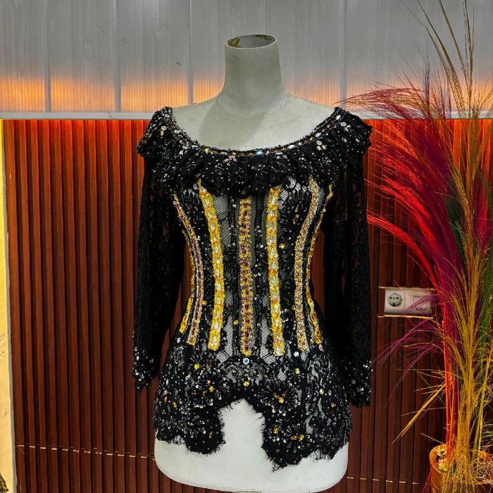 Kebaya atasan semi prancis wirna hitam pekat