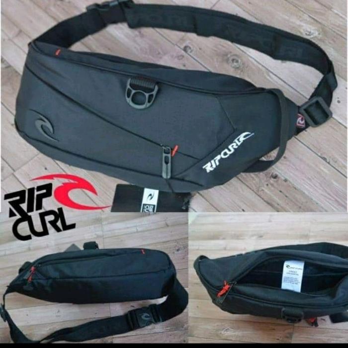 Rip Curl Waist Bag I Tas Selempang Jumbo Besar 1A - Sling Bag Pria Outdoor & Harian Hitam Cordura Pr