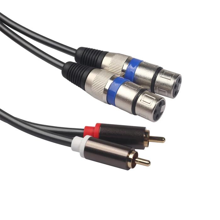 Gold plated head double M RCA to double Cannon XLR F mixer, power amplifier, decoder, microphone for