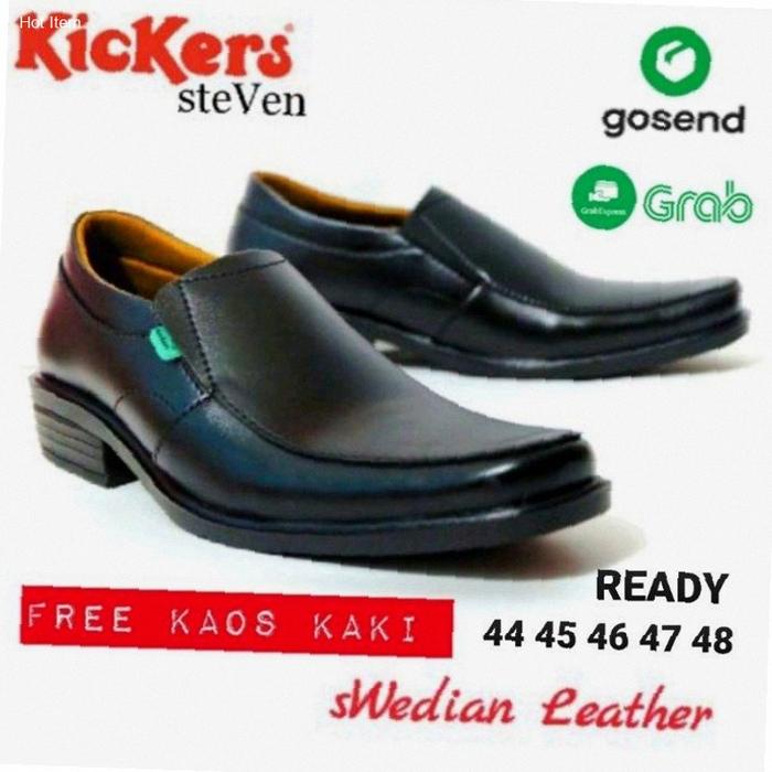 SEPATU FORMAL KICKERS PANTOFEL STEVEN KULIT WARNA HITAM PILIHAN KERJA KANTOR PRIA READY BIG SIZE UKU
