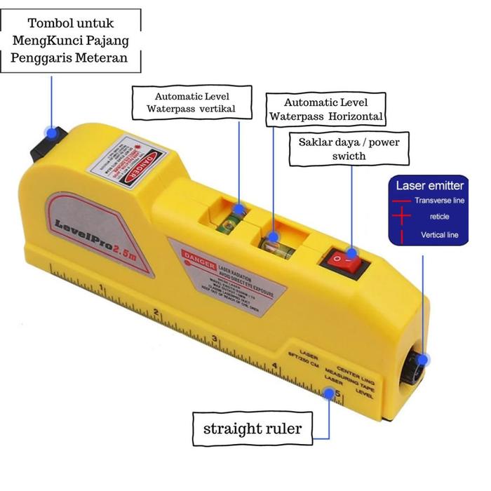 Penggaris Laser Waterpass Meteran Laser Manual