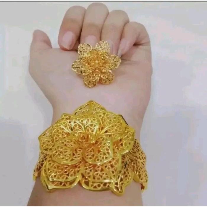 Gelang Tangan Bungan Dubai Besar Free Cincin Bunga Super ELEGAN Fhasion Kekinian Aksesoris Bracelets