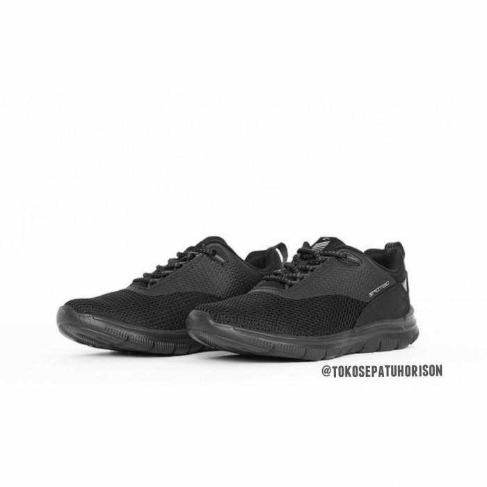 L☛Z8 RUNNING SHOES - SPOTEC WAKA FULL BLACK - SEPATU SEKOLAH A❤2B