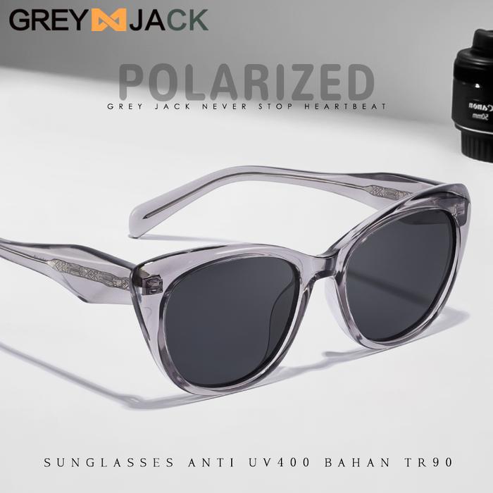 Grey Jack Kacamata Hitam Sunglasses Polarized Anti Silau UV400 Model Cat Eye Bahan TR90 Kokoh dan Ri