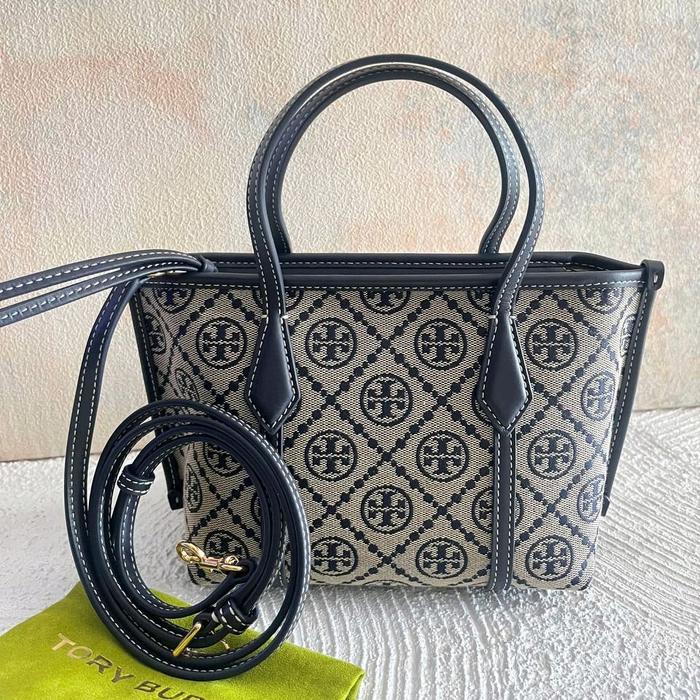 Ready TB Perry T Monogram Mini Tote Bag Navy Blue Women