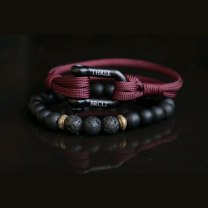 U-Shackle Bracelet Maroon, Gelang Shackle & Gelang Batu, Gelang Paracord Simple.