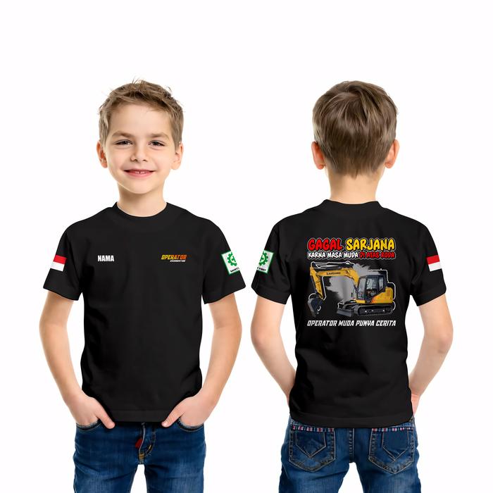 Kaos Baju Anak Operator Excavator Gagal Sarjana Operator Muda Gratis Nama DB Kaos Distro