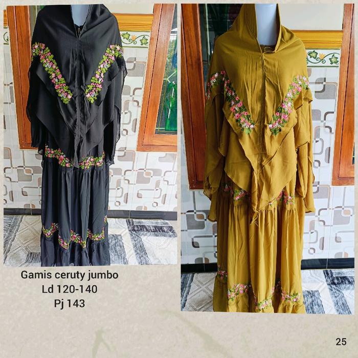 gamis syari ceruty bordir jumbo