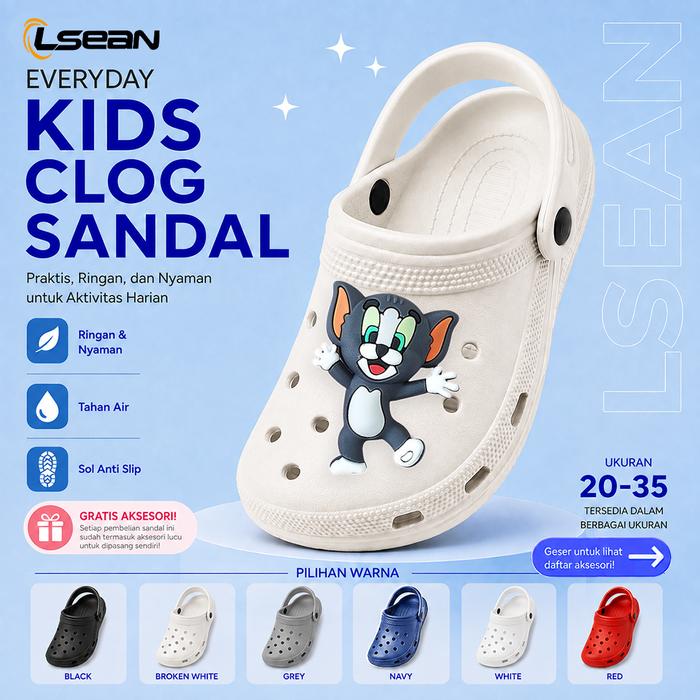 Sandal Model Kodok Baim Anak Laki-Laki dan Perempuan Dengan Pin 3D Kartun Hewan Lucu Bahan EVA S251T