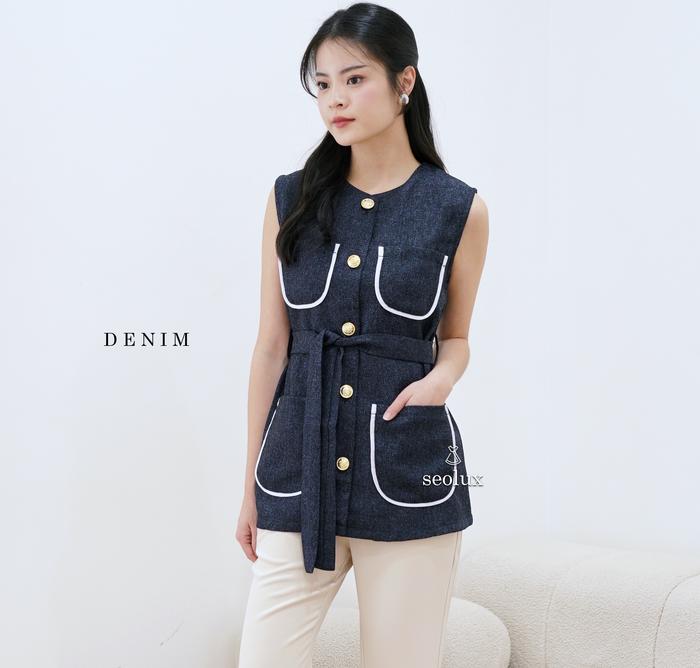 SEOLA - TP621 - Coco Vest | Atasan Vest Wanita Rompi Kerja Semiwool Basic Top Sleveless