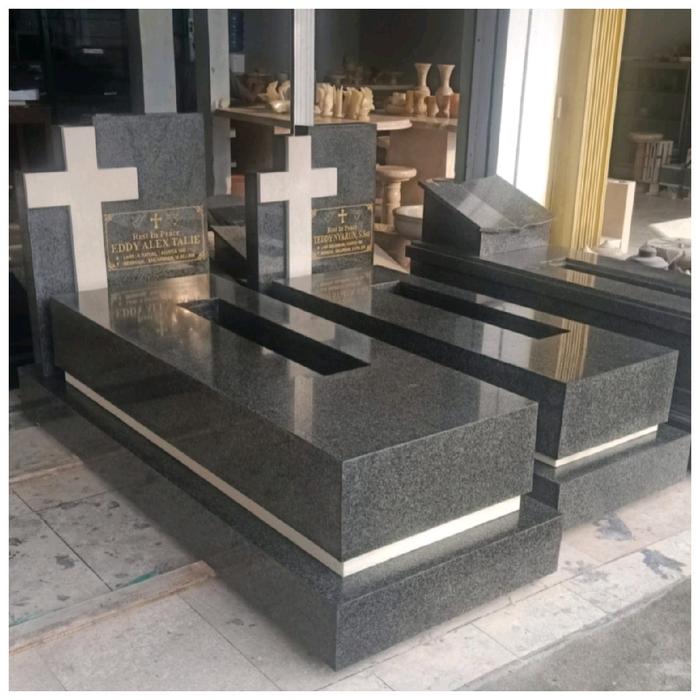 Kijing Makam Kristen Granit Impala Bintik Putih Asli Batu Alam Kwalitas Terbaik ( bisa custom )