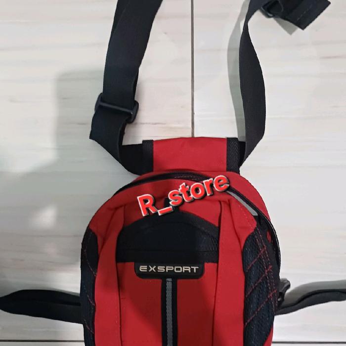 Tas Pinggang Pria EXSPORT Selempang Slingbag Merah Hitam