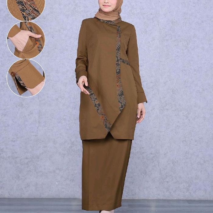 Baju Dinas Tunik Kheki Tua Wanita Seragam PDH,PNS,ASN,Kheki Tua Rok A Tunik PDH Baju PNS Kheki Tua