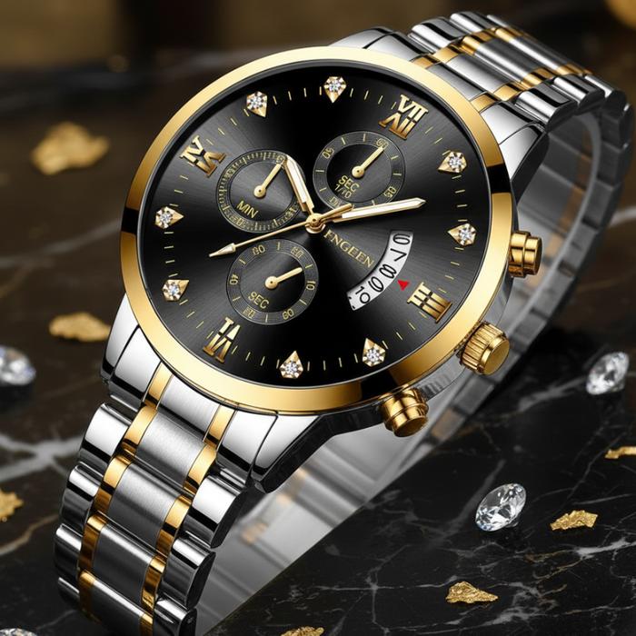 Jam Tangan Pria FNGEEN Luxury original Tahan Air Arloji Mewah Elegan Formal Cowok J31