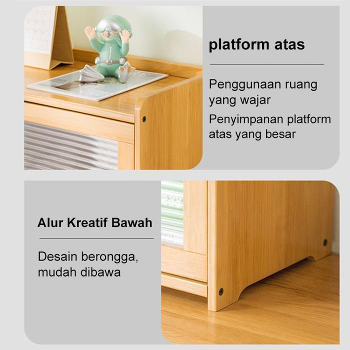 Rak Laci Kosmetik 3 Susun Lemari Mini Tempat Kosmetik Rak Kabinet Dapur bambu Lemari Penyimpanan Rak