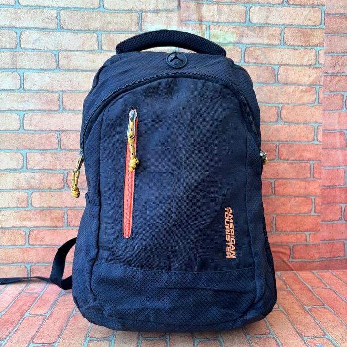 Tas Ransel American Tourister Brand Second 1mp0rt  Hitam dengan Zipper Merah dan Tali Bahu Nyaman un