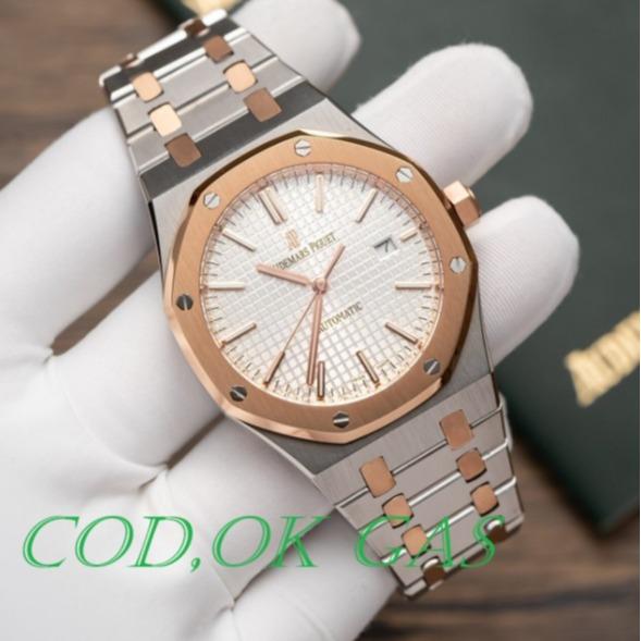 JAM TANGAN WANITA SWISS AudemarsPiguetRoyal Oak 15400 Demi Rose Watch ZF Factory 34mm