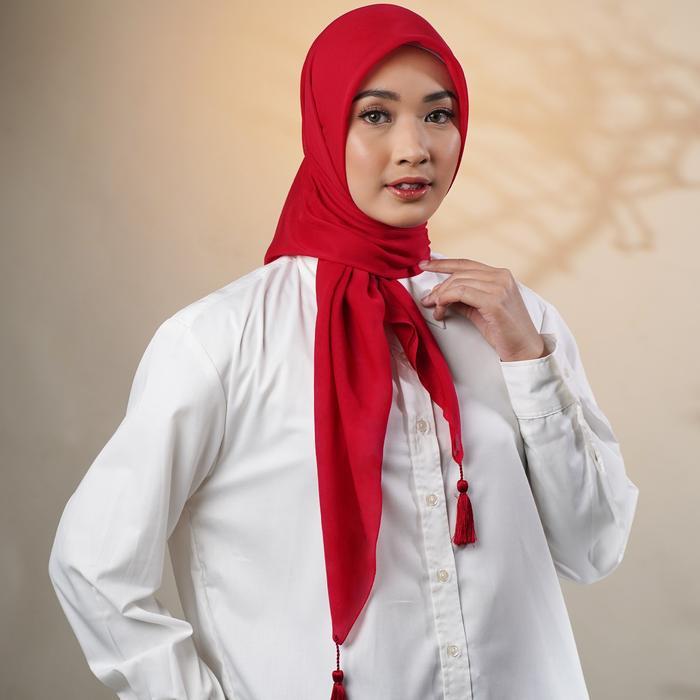 naPocut Plain Paris Tassel Jilbab Segi Empat Muslim