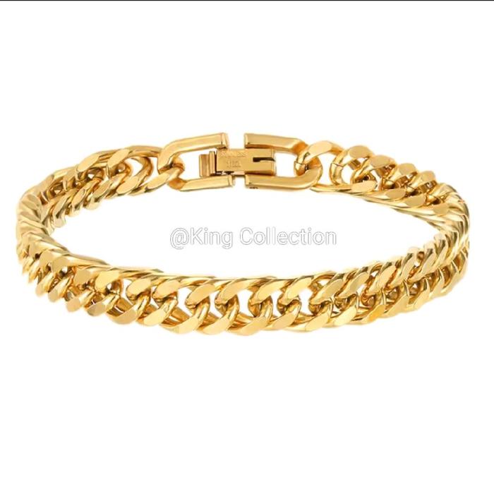 Gelang Rantai Titanium Gold Lapis Emas 24k ASLI Anti Luntur , Anti Karat Cocok untuk perhiasan Pria