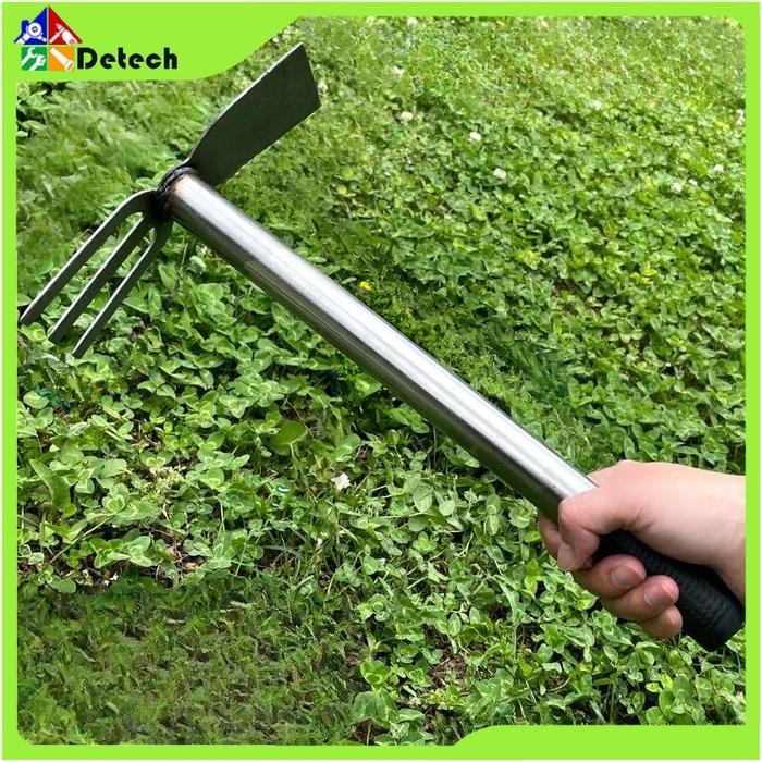 Cangkul Garukan 2in1 Gagang Besi Pacul Taman/Kebun Mini Garpu Sampah Selokan/Got Baja Koret Kored Ga