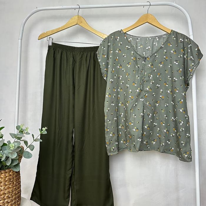 ONESET PIYAMA BABYDOLL SETELAN RAYON TWILL